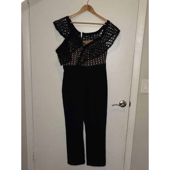 Self-Portrait Lace Frill Jumpsuit Black Size 10 Womens ($575) - Picture 3 of 11